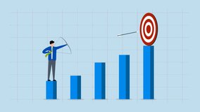 Business challenge to achieve higher target, 4k animation of businessman aiming for high returns with his bow and arrow. - Powered by Shutterstock - Get 15% off with code: PIKWIZARD15
