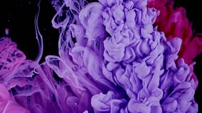 Tranquil Pink Ink Clouds on Dark Canvas. Pink and Purple Ink Mixing In Water. Slow Motion. Black Background. Abstract Motion Backdrops, Art Effects. - Powered by Shutterstock - Get 15% off with code: PIKWIZARD15