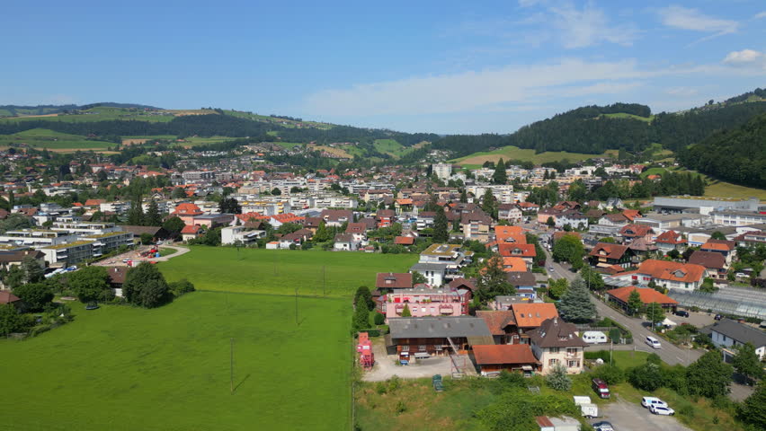 Aerial Shot of Village Steffisburg near Thun in Switzerland