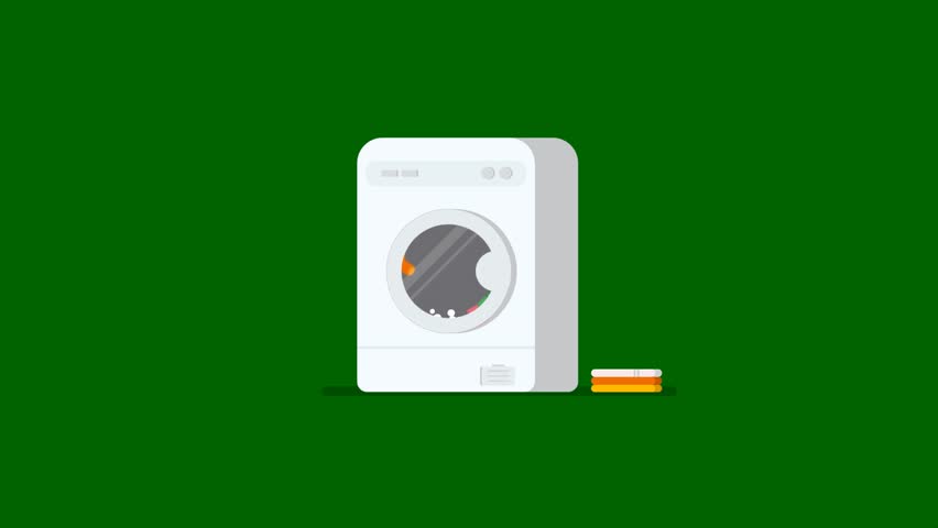 Animation of a washing machine washing socks on green screen