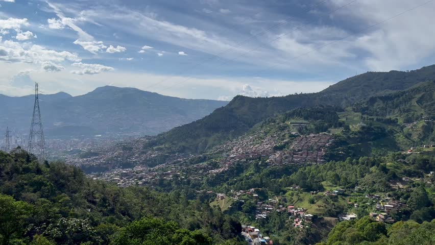 Video of arrival to medellin city colombia. Concept of travel to modern city. Tourist city of latin america.