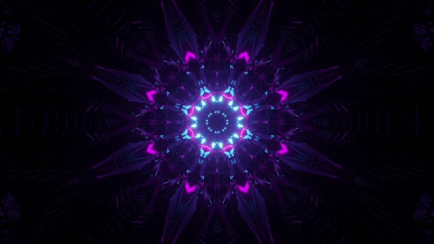 An endless corridor of racing lights and glowing circle in a seamless loop.