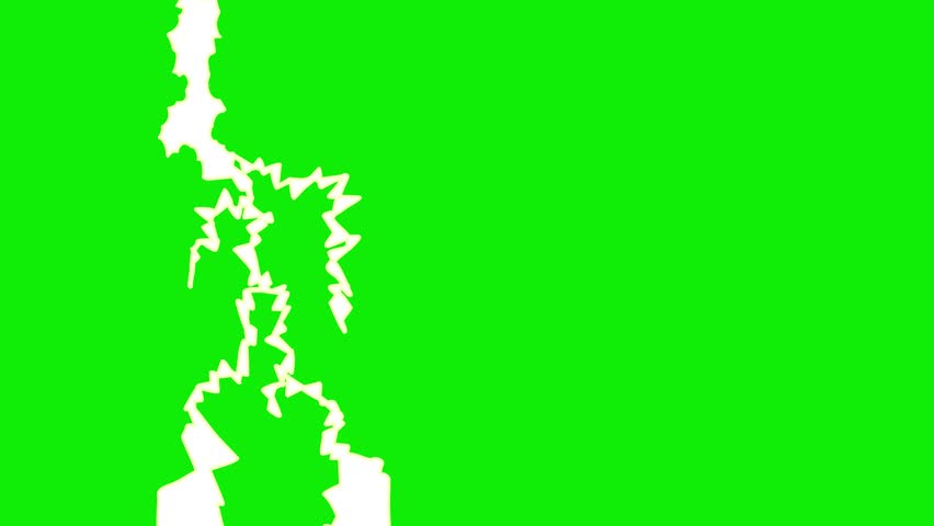 Lightning cartoon animation. thunder storm green screen, thunder shocked, Cartoon animation with a green background is very suitable for advertising photography and cartoon films