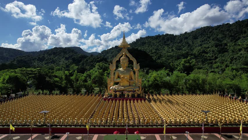 Aerial View Phuttha Utthayan Makha Bucha Anusorn in Nakhon Nayok, Thailand.