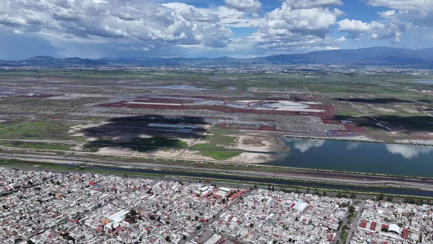 Texcoco Ecological Park seen from the air, in Mexico City