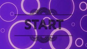START text animation over glowing circles and rainbow shapes on purple background. Abstract, futuristic, colorful, vibrant, digital, neon - Powered by Shutterstock - Get 15% off with code: PIKWIZARD15