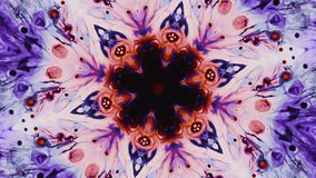 Floral kaleidoscope. Paint water drop. Blue red paint splash fractal symmetrical geometric ornament ethnic design abstract art background. - Powered by Shutterstock - Get 15% off with code: PIKWIZARD15