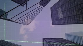 Animating line graph over skyscrapers and sky background. Animation, business, growth, data, progress, investment - Powered by Shutterstock - Get 15% off with code: PIKWIZARD15