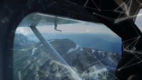 Pilot in cockpit with network connections and data processing animation over scene. Aviation, technology, digital, innovation, transportation - Powered by Shutterstock - Get 15% off with code: PIKWIZARD15