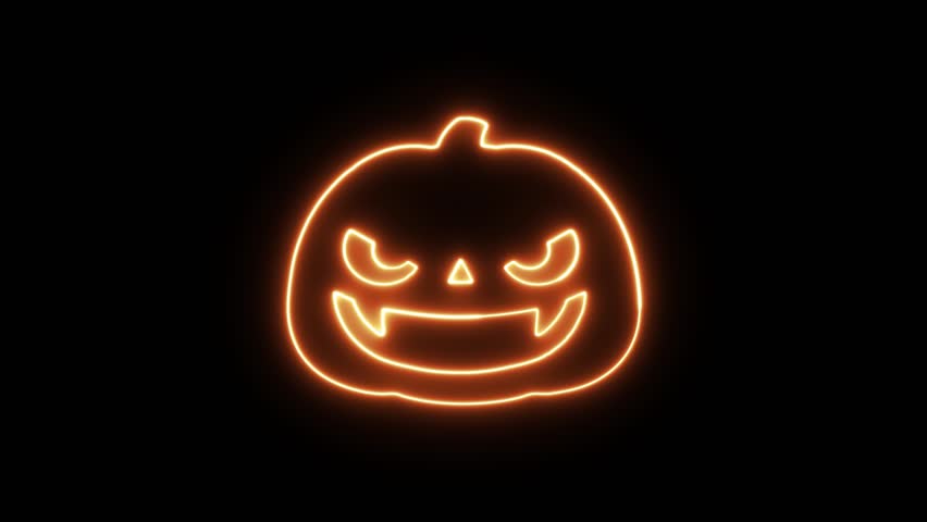 Happy Halloween neon pumpkin animation, Happy halloween animation with neon pumpkins, Happy Halloween glowing pumpkins, neon signs.