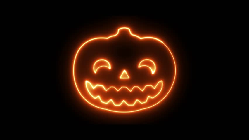Happy Halloween neon pumpkin animation, Happy halloween animation with neon pumpkins, Happy Halloween glowing pumpkins, neon signs.