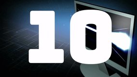 Number 5 animation over computer monitor and digital grid background. Technology, futuristic, data, cybersecurity, innovation, abstract - Powered by Shutterstock - Get 15% off with code: PIKWIZARD15