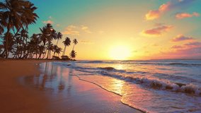 Warm summer sunny evening on the beach of Philippines. Paradise island in blue ocean. Palm beach and blue sea background. Tropical sea coast. Relaxation and rest. Evening nature landscape. - Powered by Shutterstock - Get 15% off with code: PIKWIZARD15