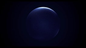 Animated abstract dotted sphere with a black background, in blue and purple colors. Dark background with a seamless, looped animation, smooth transitions. Modern technology, AI and speech recognition. - Powered by Shutterstock - Get 15% off with code: PIKWIZARD15