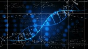 Mathematical equations and graphs over blue DNA strand animation. Science, technology, biology, genetics, mathematics, data - Powered by Shutterstock - Get 15% off with code: PIKWIZARD15