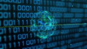Binary code and digital globe animation over data processing background. Technology, futuristic, network, coding, cybersecurity, information - Powered by Shutterstock - Get 15% off with code: PIKWIZARD15