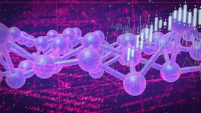 DNA strand and financial data processing animation over purple background. Technology, science, analysis, finance, futuristic, biotech - Powered by Shutterstock - Get 15% off with code: PIKWIZARD15