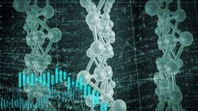 DNA strands and molecular structures with data processing animation. Science, biology, genetics, molecules, data analysis, technology - Powered by Shutterstock - Get 15% off with code: PIKWIZARD15