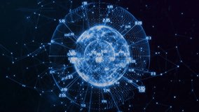Digital globe with data points and binary coding, global network animation. Technology, binary code, connectivity, cyber, futuristic, internet - Powered by Shutterstock - Get 15% off with code: PIKWIZARD15