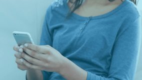 Loading bar animation over smiling woman using device. Technology, progress, tech, digital, internet, interactive - Powered by Shutterstock - Get 15% off with code: PIKWIZARD15