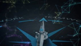 Compass with teamwork text and social media icons animation. collaboration, navigation, unity, digital, communication, technology - Powered by Shutterstock - Get 15% off with code: PIKWIZARD15