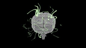 Brain with glowing green lines, neural activity animation on black background. Neuroscience, brain activity, neural network, artificial intelligence, connectivity, cyber - Powered by Shutterstock - Get 15% off with code: PIKWIZARD15