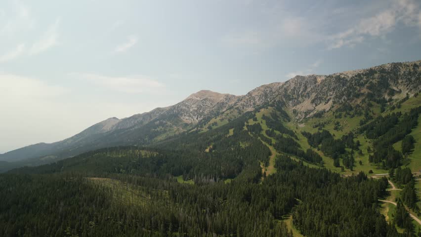 Aerial of Bridger Mountains in Montana in summer