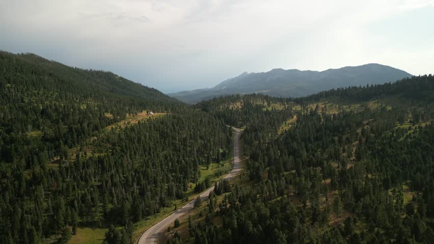 Aerial of Bridger Mountain Range in Montana at Battle Ridge in summer