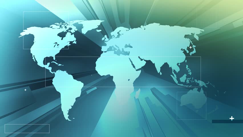 
World map animation with digital lines and 3D box illustration