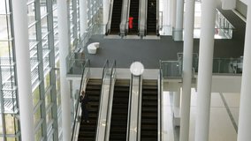 Animation of network of connections over caucasian businessman using escalator. Global business, connections and digital interface concept digitally generated video. - Powered by Shutterstock - Get 15% off with code: PIKWIZARD15