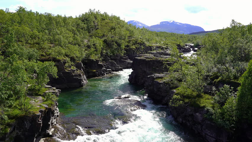 Abisko river and canyon in National Park Abisko, Sweden