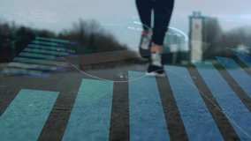 Animation of data processing and diagrams over caucasian woman running. Global sport and digital interface concept digitally generated video. - Powered by Shutterstock - Get 15% off with code: PIKWIZARD15