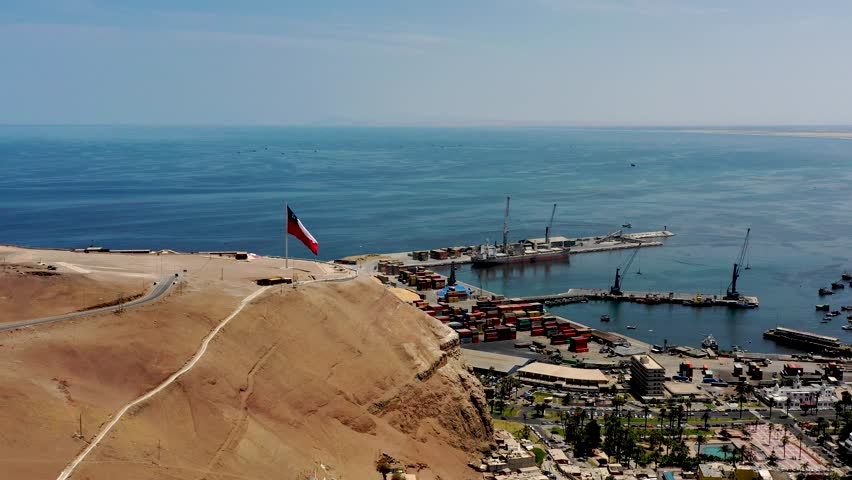 Aerial view of Morro de Arica is a steep hill located in the Chilean city Arica