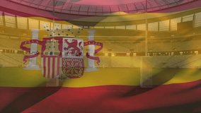 Animation of flag of spain over rugby field. Global sports, competition, connections, computing and data processing concept digitally generated video. - Powered by Shutterstock - Get 15% off with code: PIKWIZARD15