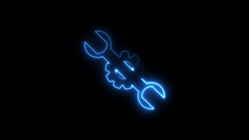Glowing neon line setting icon with spinning gears icon animated. Technology setting icon concept. Repair service icon.