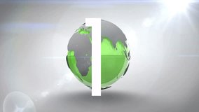 Countdown animation over rotating green globe on light background. global, digital, 3d - Powered by Shutterstock - Get 15% off with code: PIKWIZARD15