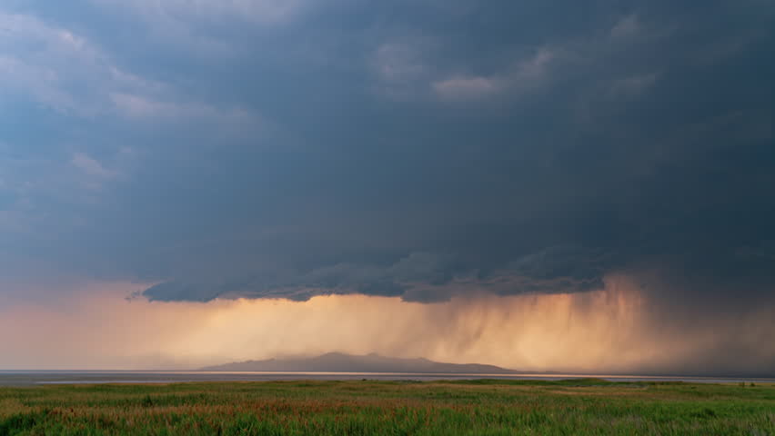 Timelapse of severe thunderstorm moving over the Great Salt Lake from Antelope Island.