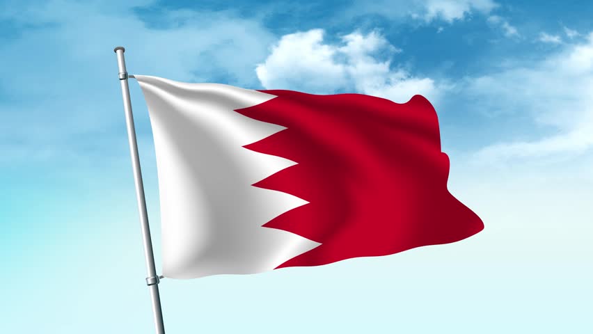 Bahrain flag realistic waving in the wind, for Independence Day or Anthem (Perfect Loop).