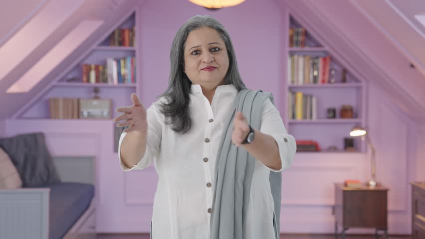 Happy Indian mother doing Namaste and greeting