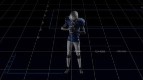 Football player holding helmet over financial data and charts animation. Sports, finance, athlete, statistics, investment, analysis - Powered by Shutterstock - Get 15% off with code: PIKWIZARD15