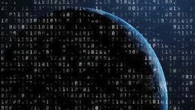Animating binary code over rotating Earth in space. Cybersecurity, technology, digital, data, global, network - Powered by Shutterstock - Get 15% off with code: PIKWIZARD15