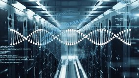 DNA strand and binary coding animation over data center servers. Technology, network, digital - Powered by Shutterstock - Get 15% off with code: PIKWIZARD15