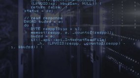 Computer code animation over data center servers with blue lighting. Technology, digital, matrix, coding, network, futuristic - Powered by Shutterstock - Get 15% off with code: PIKWIZARD15