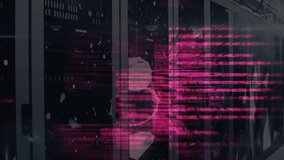 Geometric shapes and data lines animation over server racks in data center. Technology, network, digital, futuristic, communication, cyber - Powered by Shutterstock - Get 15% off with code: PIKWIZARD15