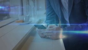 Using smartphone in cafe, network connections and data processing animation. Technology, communication, mobile, internet, digital, connectivity - Powered by Shutterstock - Get 15% off with code: PIKWIZARD15