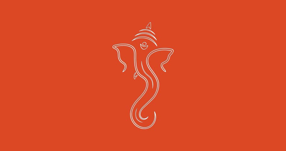 lord ganpati line art motion graphics on light background. design for Hindu Auspicious Occasion and Ganesh chaturthi festival.