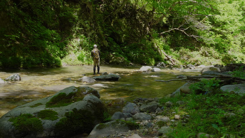 Stream fishing at Nishine River in Minamiaizu
