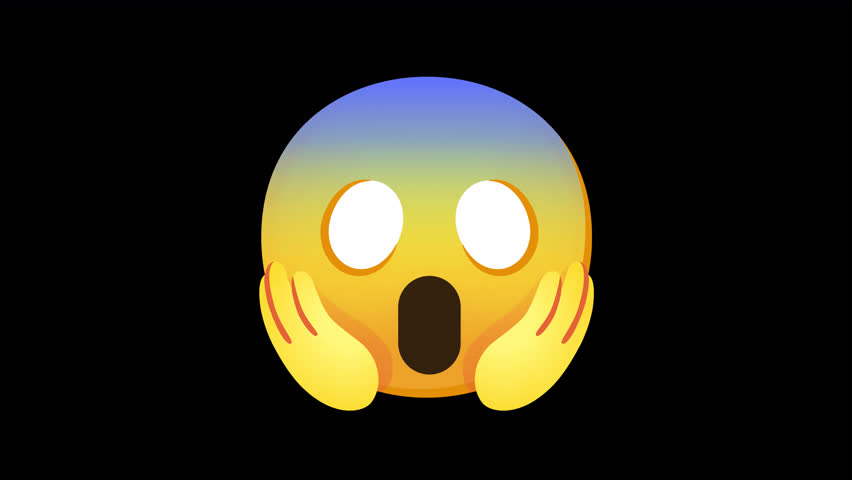 Face Screaming in Fear Emoji Animated on a Transparent Background. 4K Loop Animation with Alpha Channel.