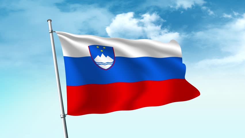 Slovenia flag realistic waving in the wind, for Independence Day or Anthem (Perfect Loop).