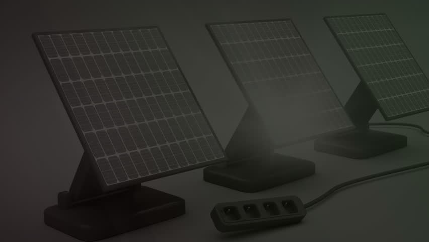 Stock market graph animation over solar panels and power strip. Finance, renewable, investment, energy, sustainability, growth - Powered by Shutterstock - Get 15% off with code: PIKWIZARD15